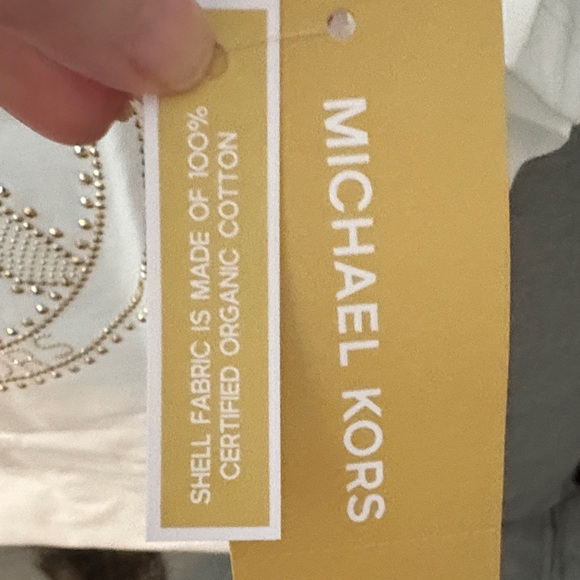 Michael Kors Cream Tee with Gold Studded Logo - Picture 3 of 6